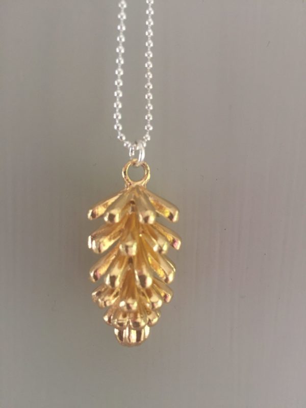 Fir Cone Necklace, Gold