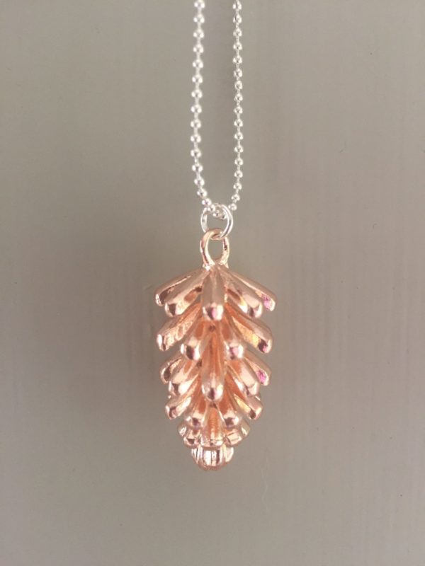 Fir Cone Necklace, Rose Gold