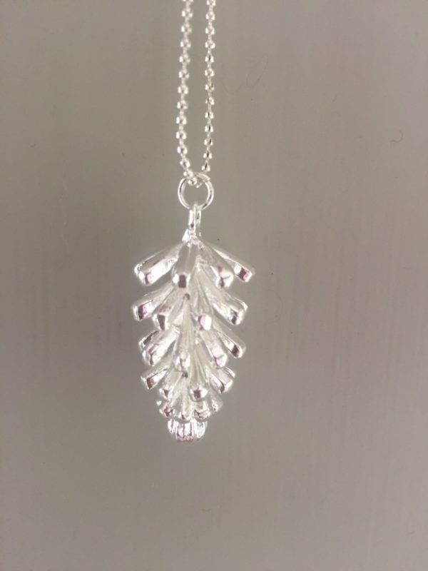 Fir Cone Necklace, Silver