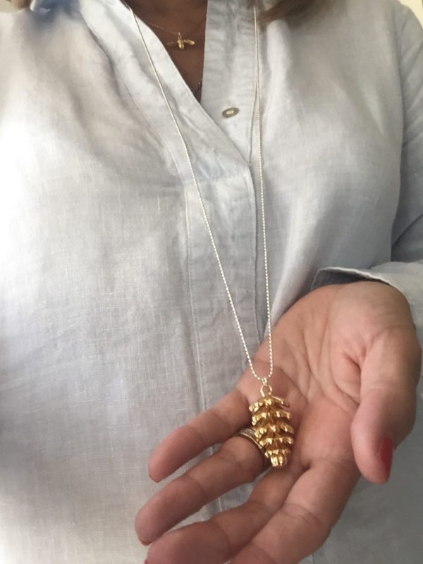 Fir Cone Necklace, Gold - Image 4