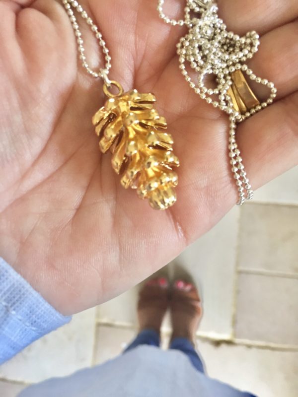 Fir Cone Necklace, Gold - Image 5