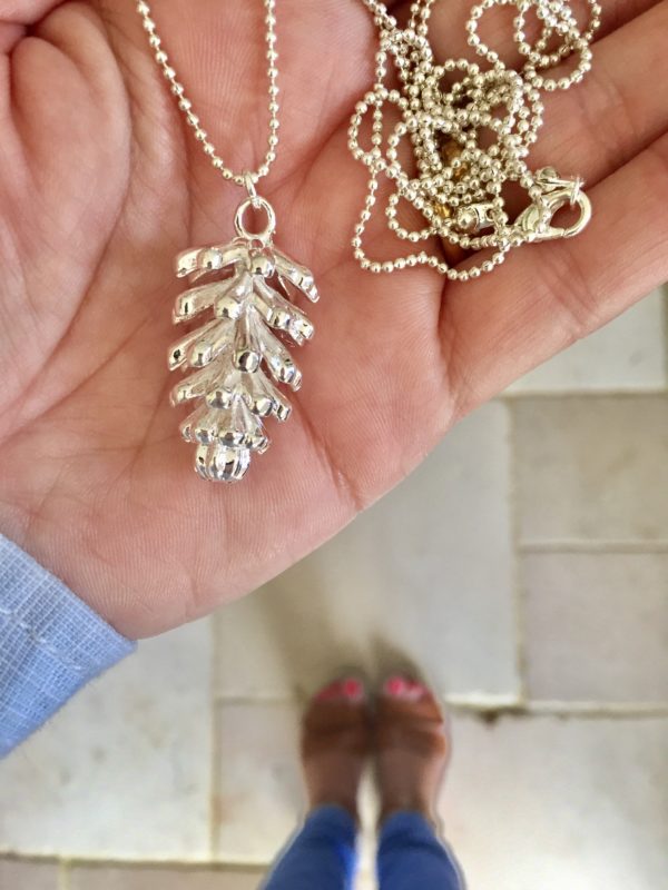 Fir Cone Necklace, Silver - Image 6