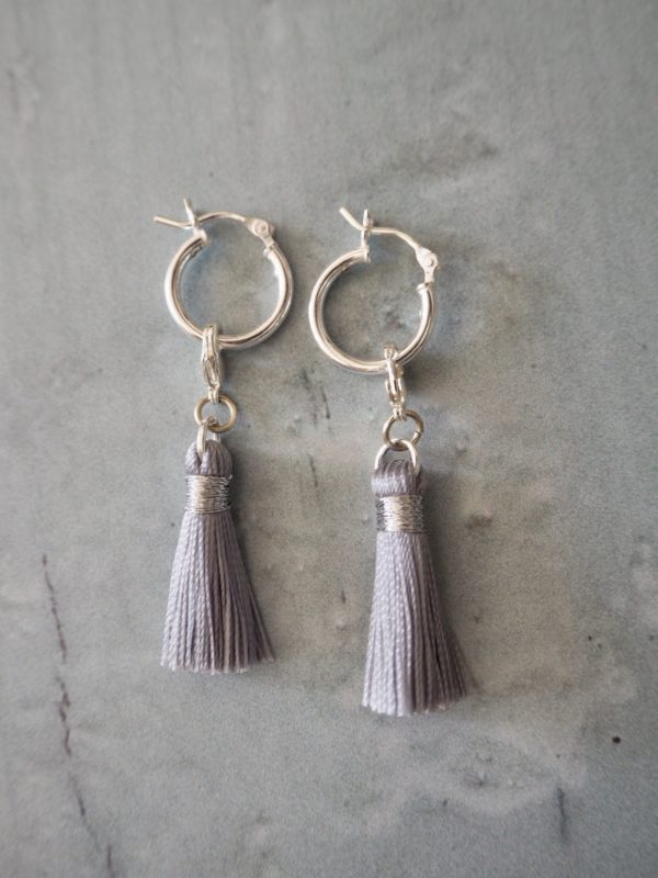 Silver Grey Tassel Earrings
