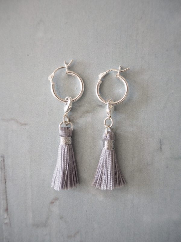 Silver Grey Tassel Earrings - Image 2
